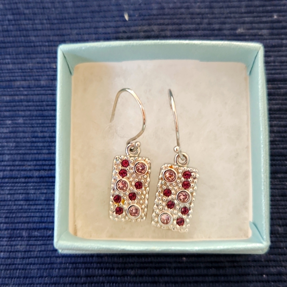 Purple and Pink Crystal Earrings
